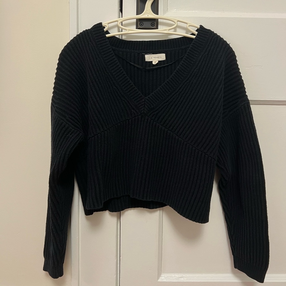 PacSun LA Hearts Black V-Neck Sweater